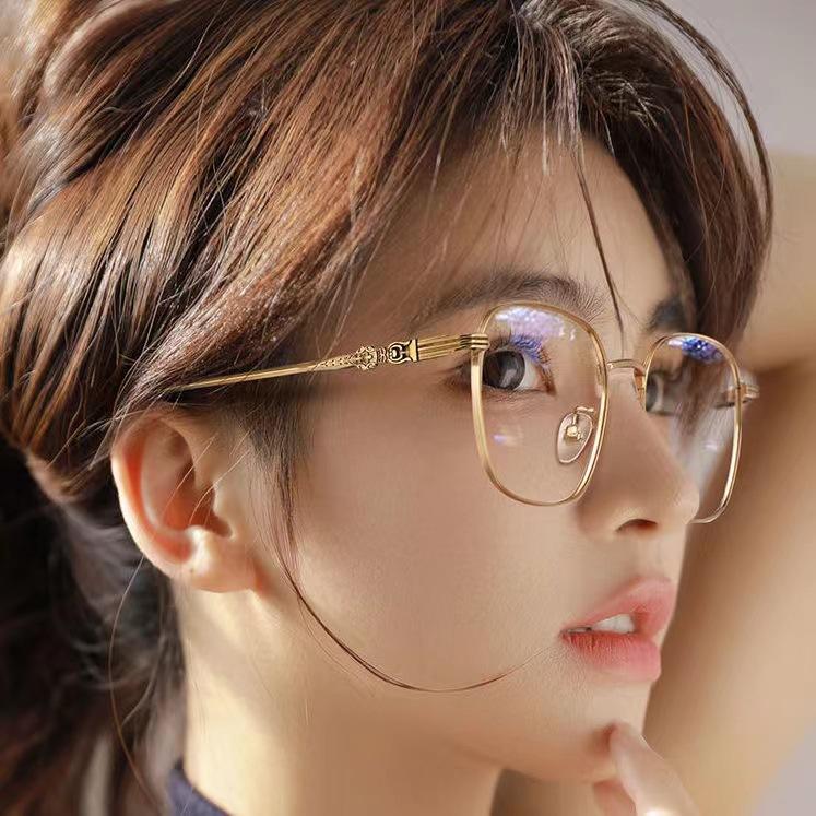 Color-Changing Myopia Glasses Men'S Anti-Blue Light Retro Ultra-Light Handsome Square Eye Frame Women'S Professional With Degree