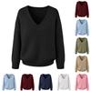 Women's Color Neck Long Sleeve Loose Fit Knit Sweater