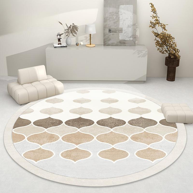 Light Luxury Living Room Decoration Round Carpet French Style Rugs for Bedroom Thick Plush Lounge Floor Mat Home Fluffy Soft Rug