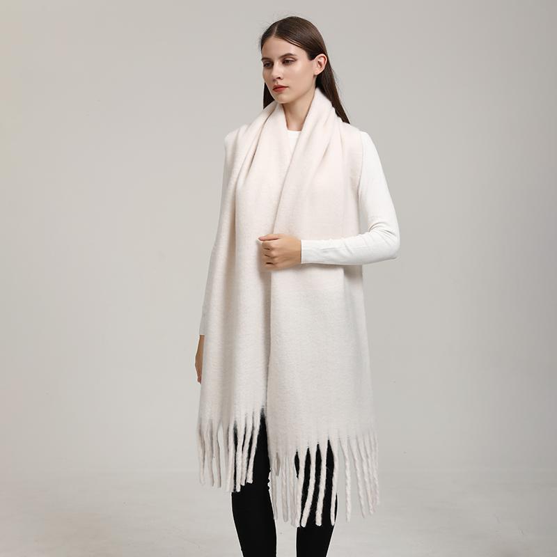 Winter Solid Color Tassels Cashmere Scarf Keep Warm Woman Pashmina Shawl Ladies Fashion Long Scarves Wraps  210*30Cm