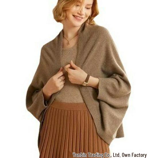 Pure Wool Flat Shawl Scarf - Warm Cashmere Blend Cape