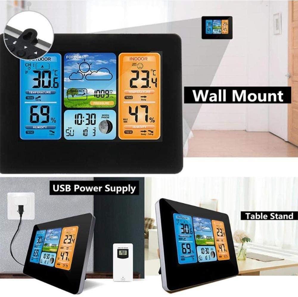 Wireless Digital LCD Weather Station Clock Calendar Thermometer Indoor Outdoor