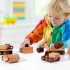 Giocattoli in Legno Legno di Faggio Blocchi Auto Escavatore Cartone Animato Giocattoli Educativi Montessori Ambulanza per Bambini Auto della Polizia Regalo di Compleanno
