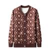 Middle-aged Autumn New Velvet Knitted Sweater Jacket Female Grandma Thickened Top Year-old 0 Crew Neck Cardigan Sweater