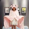 Cute Cartoon Cape Blanket Flannel Lazy Shawl Cape Student Hooded Home Office Nap Blanket