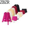 Za Fashion Style ZR Women's New French Minority Pleated Ribbon Design Loose Mesh Dress Suit