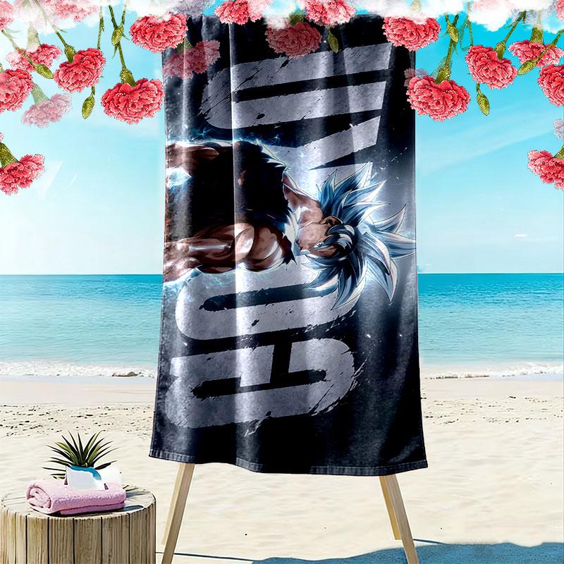 Son Goku Print Beach Towel, Large Soft Quick Dry Towel for Beach Camping Swimming