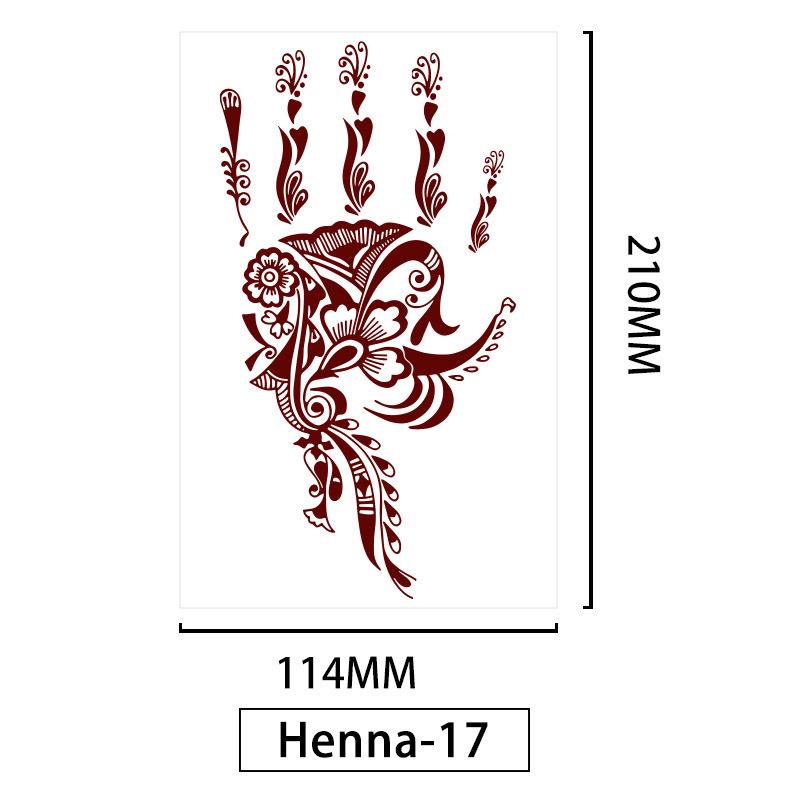 Lace Brown Waterproof Henna Flower Tattoo Stickers for Hands