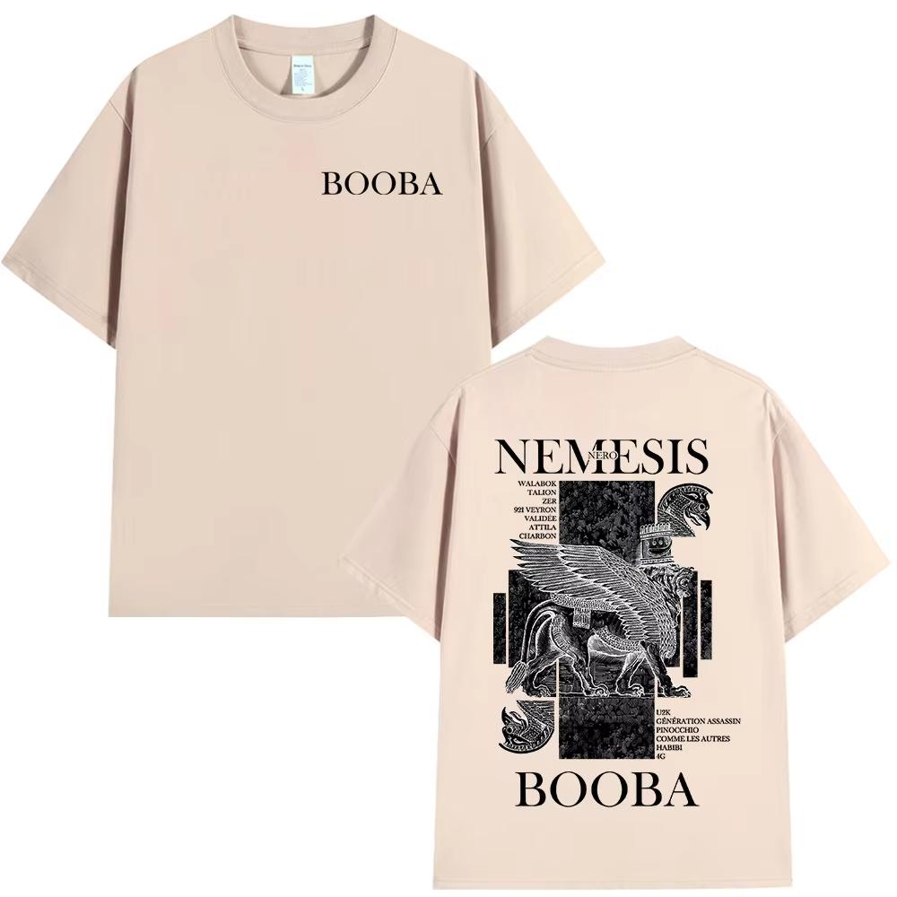 T-shirt Grafica Album Booba Nero Nemesis per Unisex Donna Moda Hiphop Estate 2026 Stampa Cotone Puro Casual