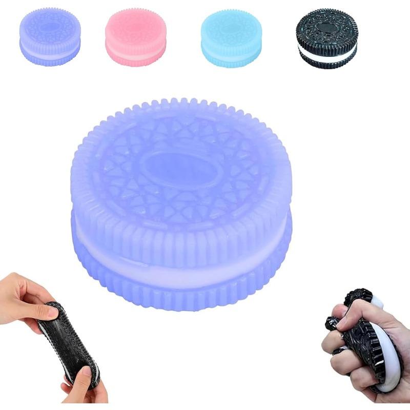 Sušenka Squishy Antistresová hračka, Ručně vyrobená silikonová antistresová squishy hračka, Zábavné antistresové hračky, Perfektní stolní doplněk pro úzkost a relaxaci (Modrý)