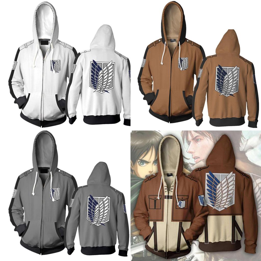 Premium Attack On Titan Hoodie Hooded Sweater Sweatshirt Zipper Coat Cosplay Costume For Fans