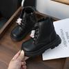 Spring Autumn Kid's Boot Cute Cartoon Bear Black Boots for Girl Fashion Non-slip Versatile Children Causal School Ankle Boots