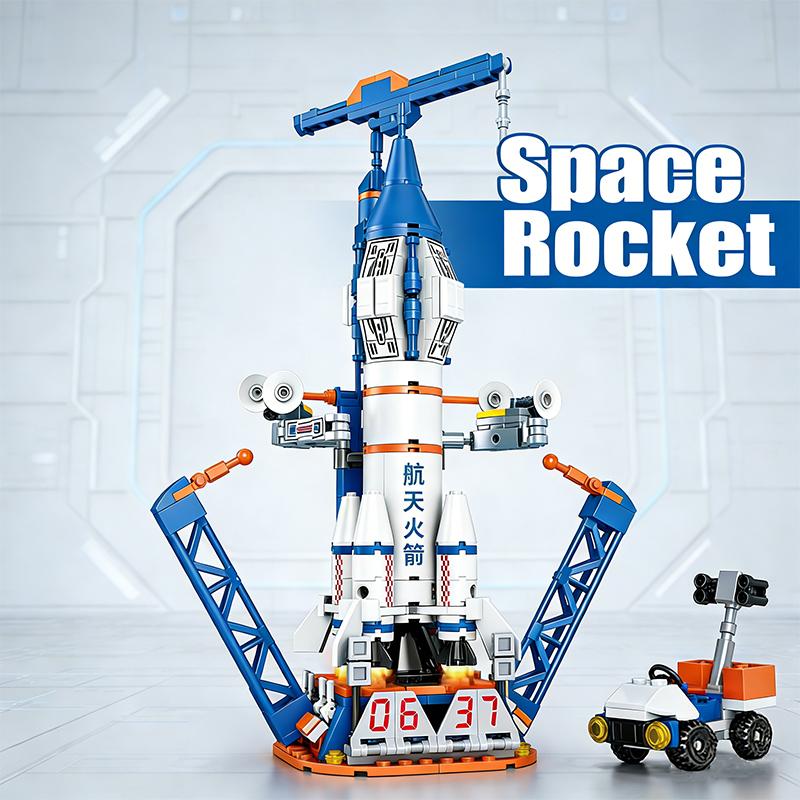 City Construction Building Blocks Space Aerospace Station Aviation Manned Rocket Building Blocks DIY Children Toys Holiday Gift