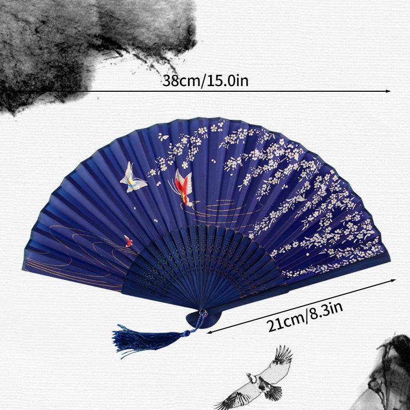 Pretty Classical Hand Held Fan Fashion Folding Fan Retro Dance Performance Fans Shooting Props Girls Women Fan Home Decoration