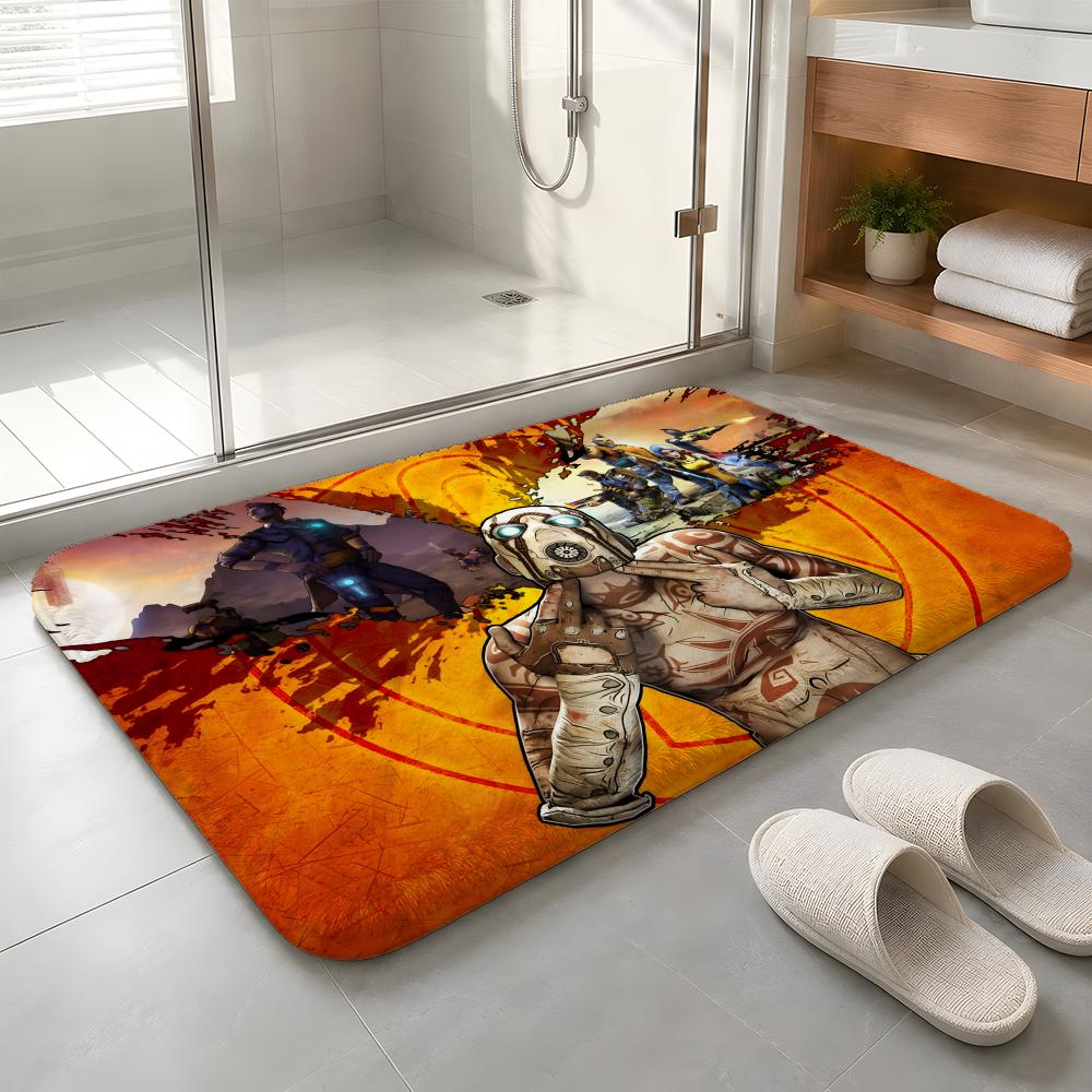 Classic B-Borderlands-Games Floor Mat Machine Washable Soft Flannel Area Rug, Non-Slip Absorbent Floor Mat for Living Room