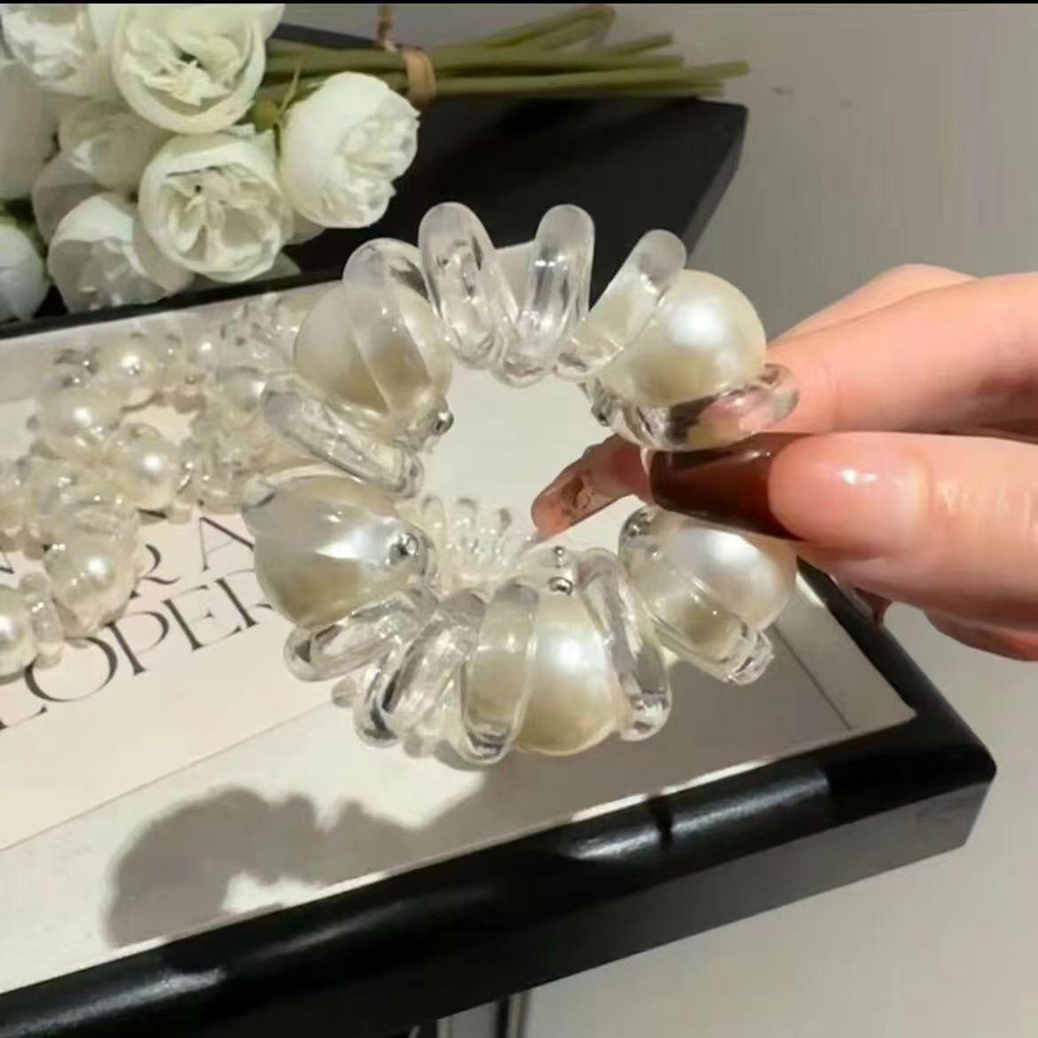 

Жемчужная веревка для волос с бусинами: Эластичная резинка для волос и браслет двойного назначения