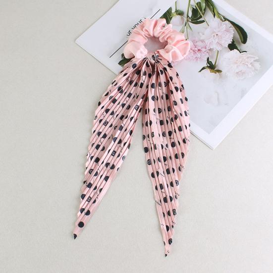Hair Rope Dot Print Pleated Ribbon Hair Tie No Damage High Elasticity Ponytail Holder Lightweight Daily Hair Accessory