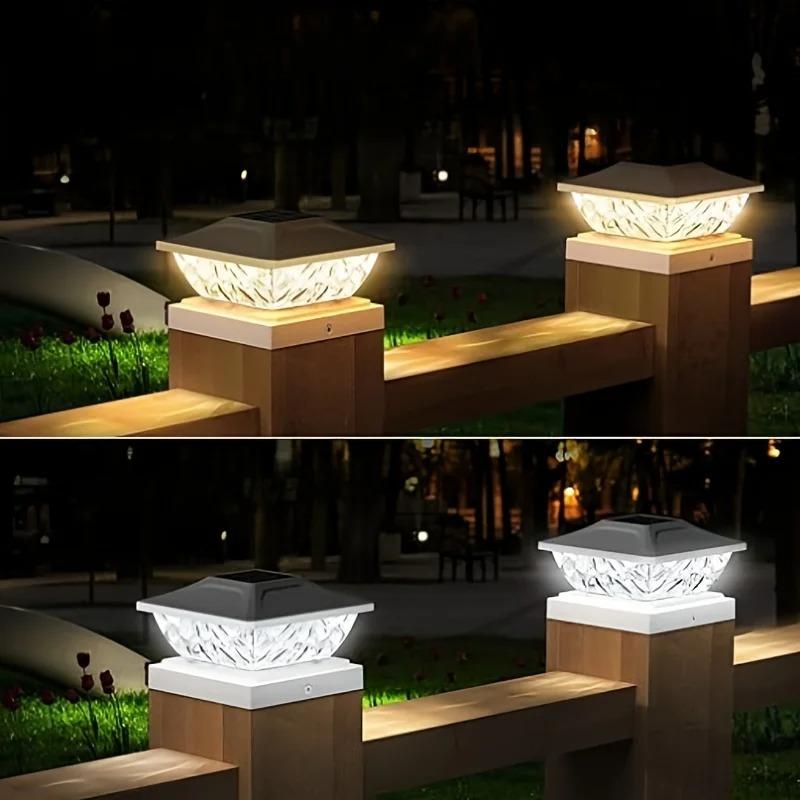 Outdoor Solar Post Cap 2 Modes Fence Light LED Post Lamp Solar Powered Waterproof For Wood Posts Yard Garden Outside