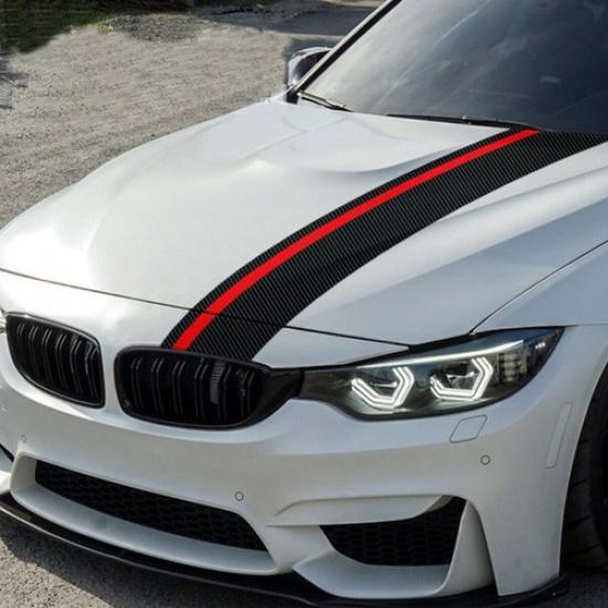 Adesivo Decorativo para Carro de Rally Racing 140*18cm Decalque com Textura de Fibra de Carbono 5D Universal