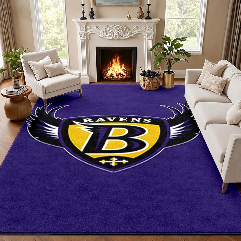 Baltimore Ravens Carpet Door Mat for Living Room or Bedroom Protective Mat Under Chair Office Decoration Christmas Gift Birthday Present