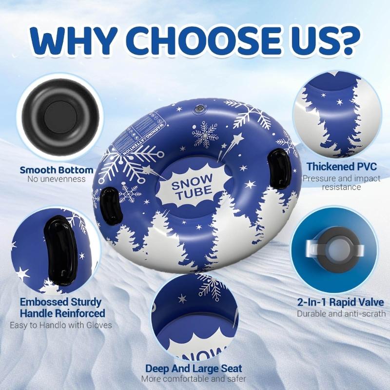 Nafukovací sněhový kluzák s madly Nafukovací lyžařské kruhy PVC Kluzák Přenosná zimní sněhová hračka pro klouzání