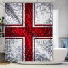 Red Cross Mosaic Shower Curtain Modern Bathroom Decor Waterproof Fabric High Quality Home Accessories For Kids Bathrooms