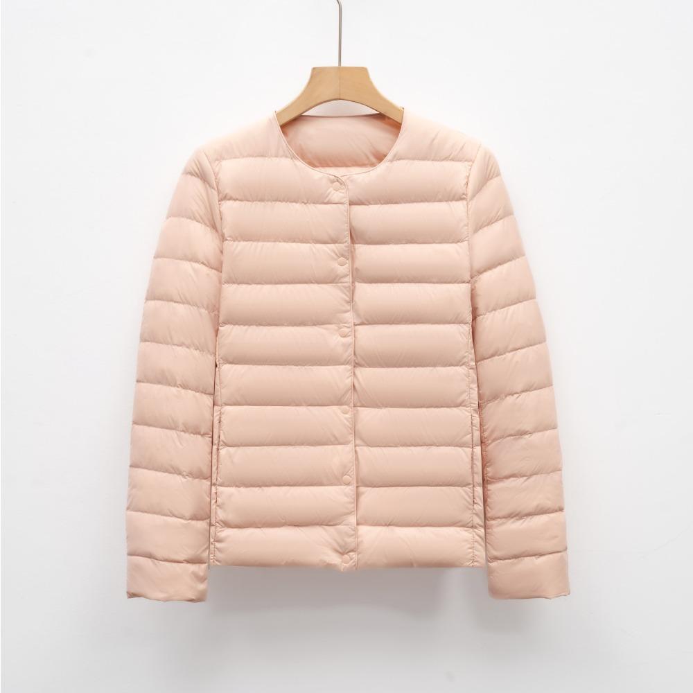 Lightweight Women's Short Crew Neck Down Jacket Liner Autumn Winter New Simple Warm Coat Solid Color Long Sleeve Down Inner Jacket