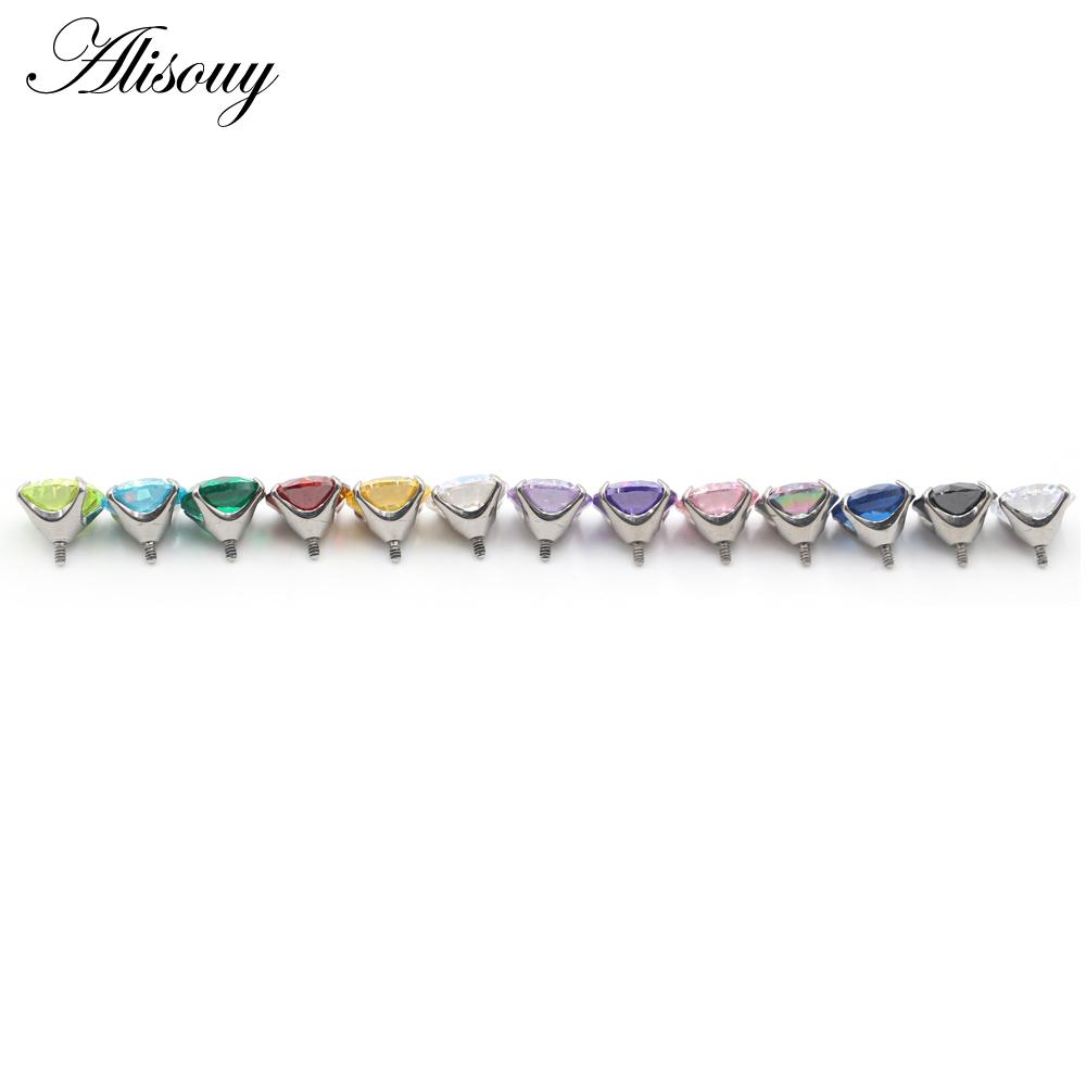 Alisouy 1PC G23 Titanium External Thread Cubic Zircon For Lip Labret Rings Ear Stud Earrings Piercing DIY Body Jewelry Accessory
