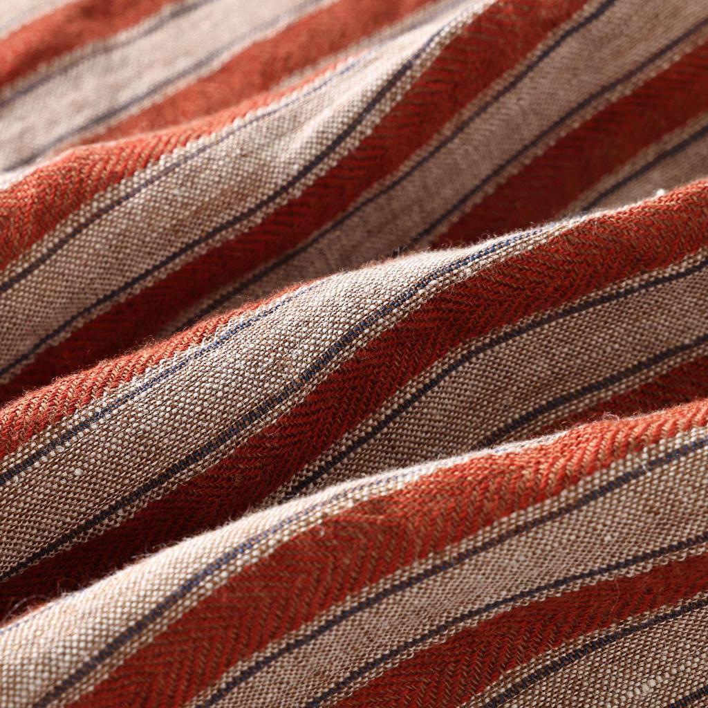 2025 Autumn/Winter Women's Japanese Retro Stripe Linen Polo Long Sleeve Shirt
