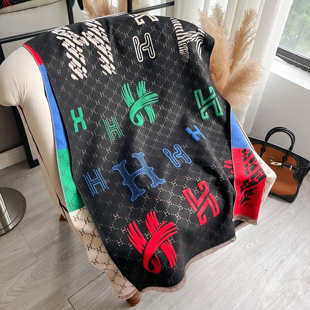 Scarf Lady H Big Brand Autumn And Winter Warm Double-Sided Scarf Air Conditioner Blanket Shawl