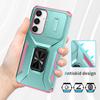 For Samsung Galaxy S23 FE Kickstand Case TPU+PC Phone Protector with Slide Lens Cover