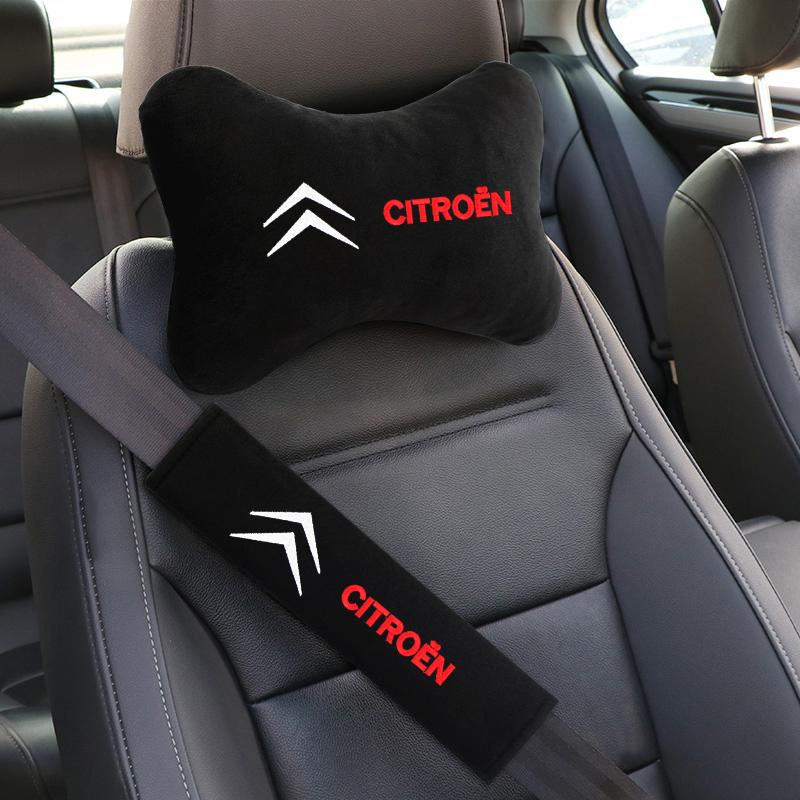 Auto-Nackenkissen Auto-Innenraum passend Sicherheitsgurtpolster Kopfstützenbezug Für Citroen C4 C3 C5 C1 C2 Berlingo C-Elysee C4-Picasso