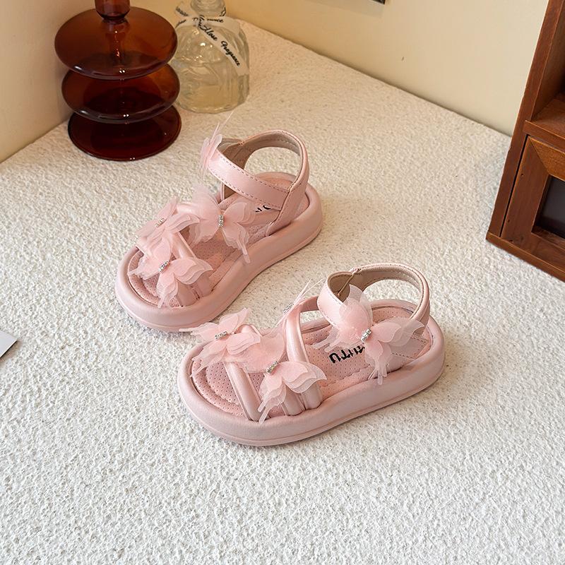 Girls Open-toed Sandals 2025 Summer New Children's Princess Shoes Little Girl Soft-soled Baby Beach Shoes Medium and Large Children