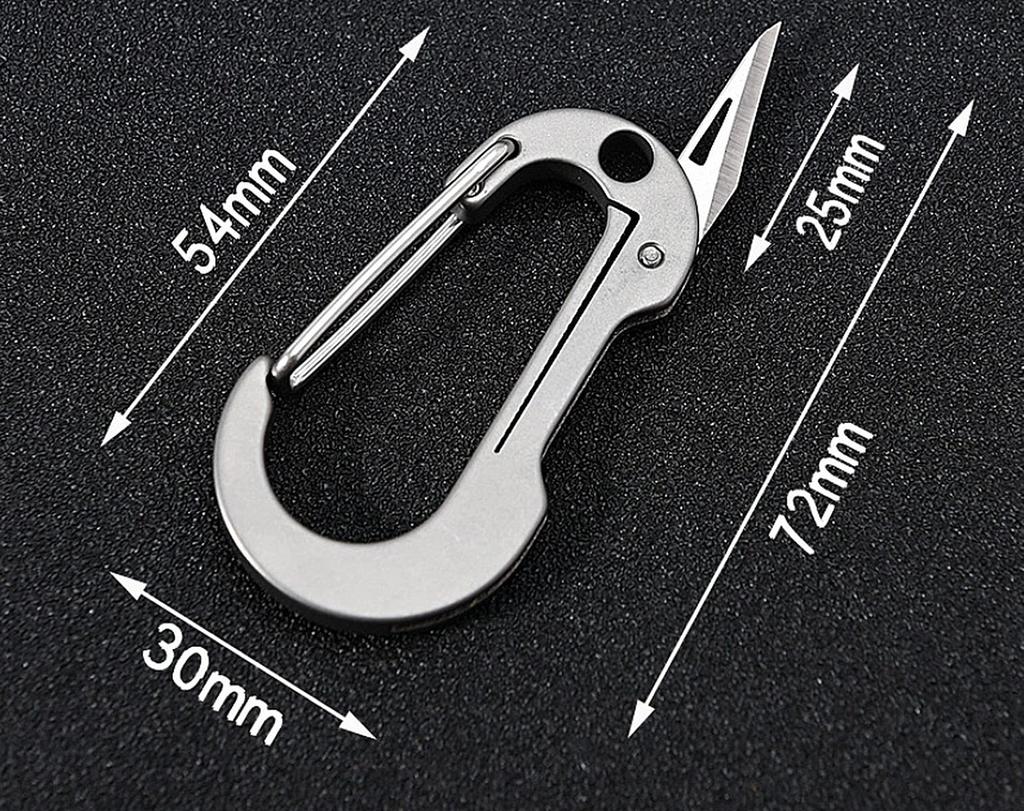 GoodsLand [Ultra-Small] Folding Carabiner Knife, Outdoor Camping Mini Knife, Folding Keychain, Fishing, Compact, Solo Camping Gear, GD-NFCAL