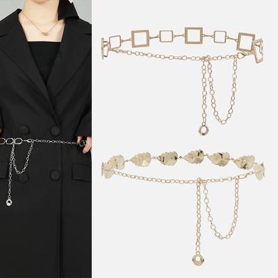 1Pcs Retro Women's Waist Chain Gold Silver Metal Lady Simple Belts Women Belt Dress Accessories Belly Waist Chain Body Jewelry