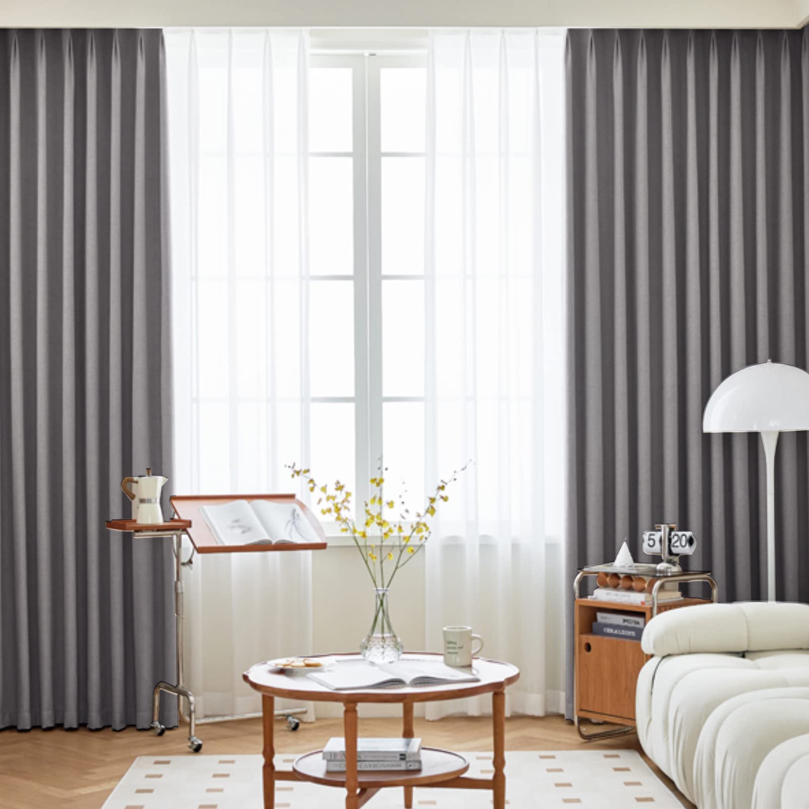 

Комплект Блэкаут Gemarwel 1-й степени светопропускания, тепла, холода, летняя энергосберегающая машина, подходит для гостиной и спален, 2 кружевные шторы 100 см 110 см, 4, блокирующие, серый