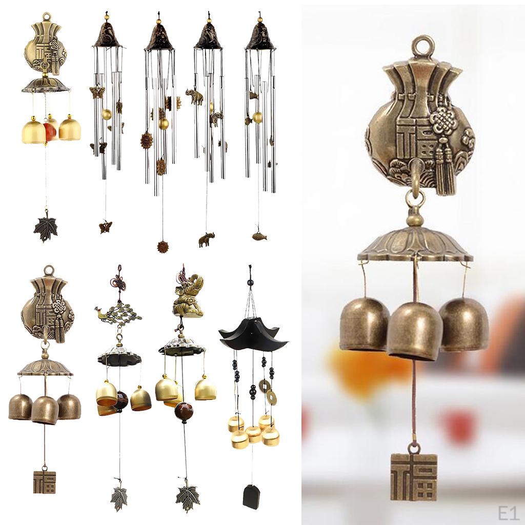 Chinese Style Copper Wind Chime Bells Outdoor Hanging Decoration - #1 A, as described