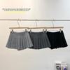 Elegant Grey Wool A-Line Pleated Skirt for Women - Versatile, Age-Reducing, Anti-Exposure, Korean Style, Autumn Winter 2025