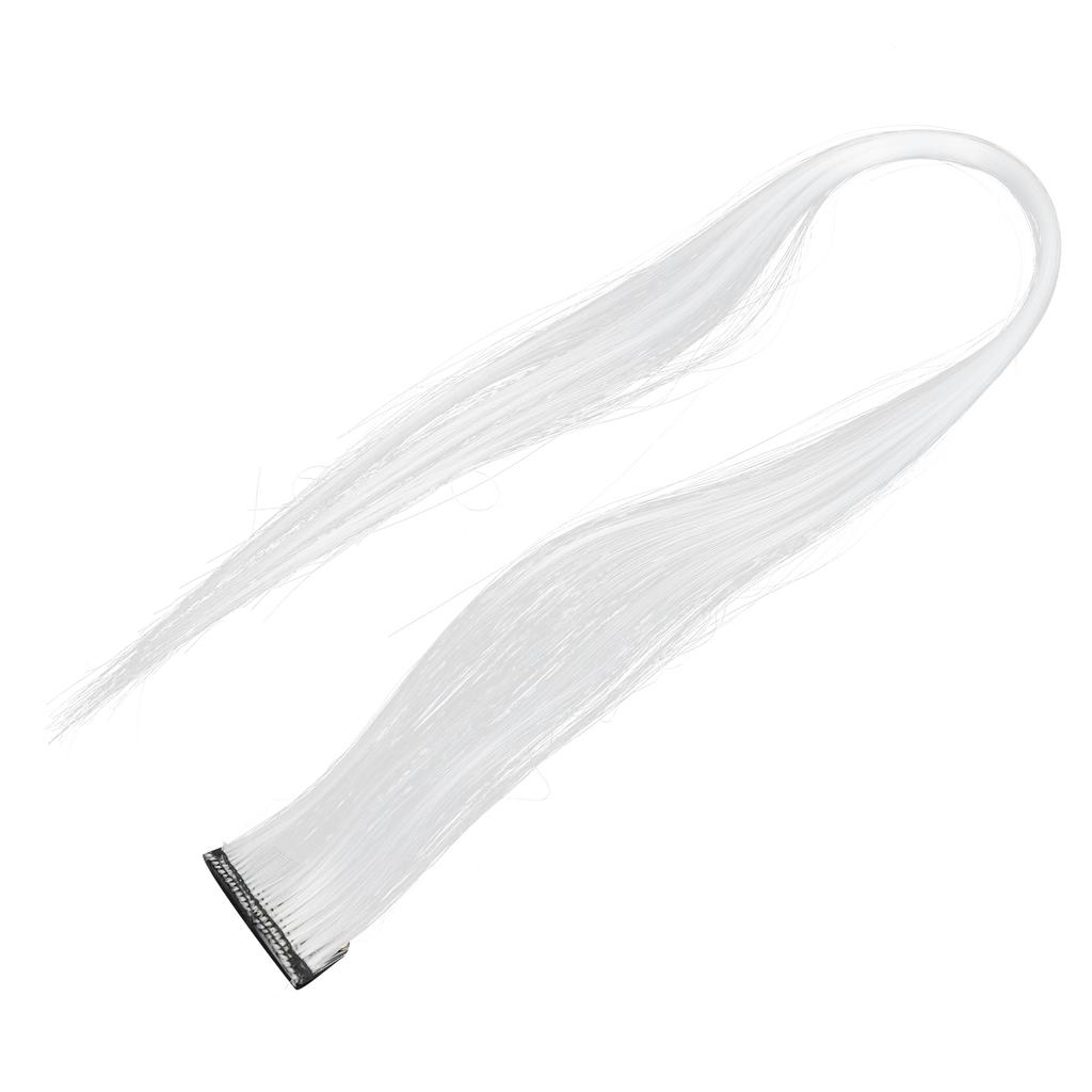 Bright Color Hair Extensions Hairpiece Straight Hairpiece Clip for Cosplay Dress Up Party HolidayWhite