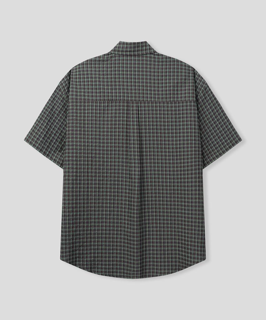 BLACK MOMENT Summer Light Crinkle Check Shirt [Blue]