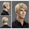 Men's Short Golden Blonde Wigs Synthetic Natural Wavy Wig with Side Bangs Men Cosplay Wig Trump Costume Roleplay Daily Party