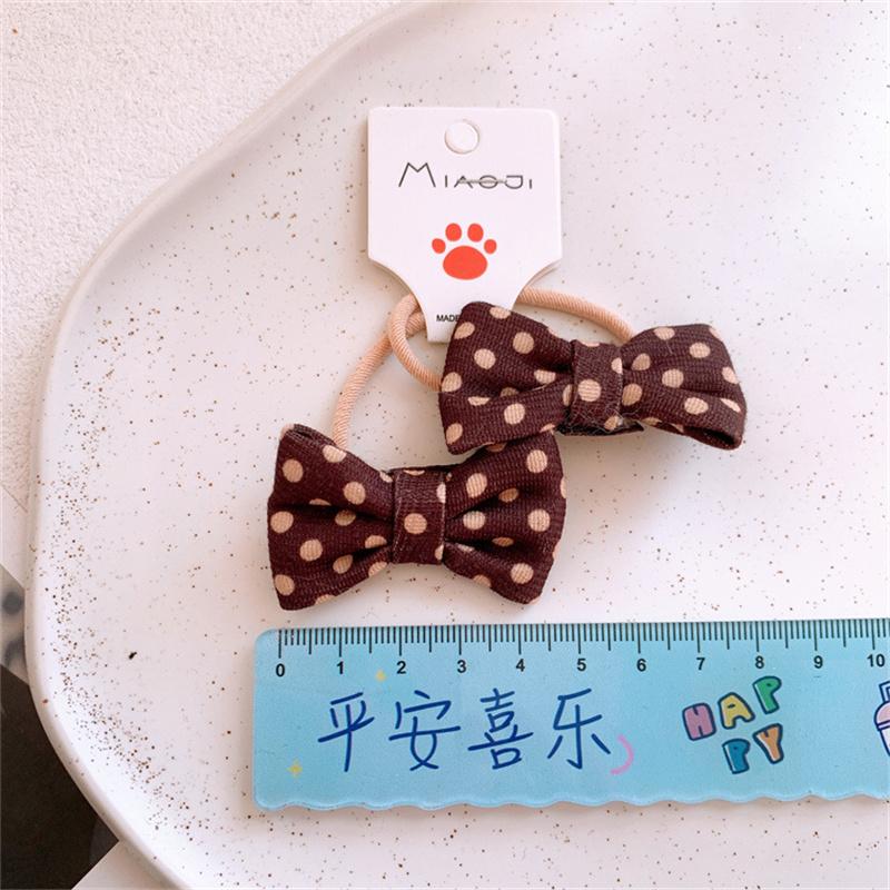 Süße Punktstoff Schleife Haarband Ring Kinder Baby Mädchen Kinder Elastisches Haar Gummi Band Accessoires Kopfschmuck Kopfbedeckung Ornament