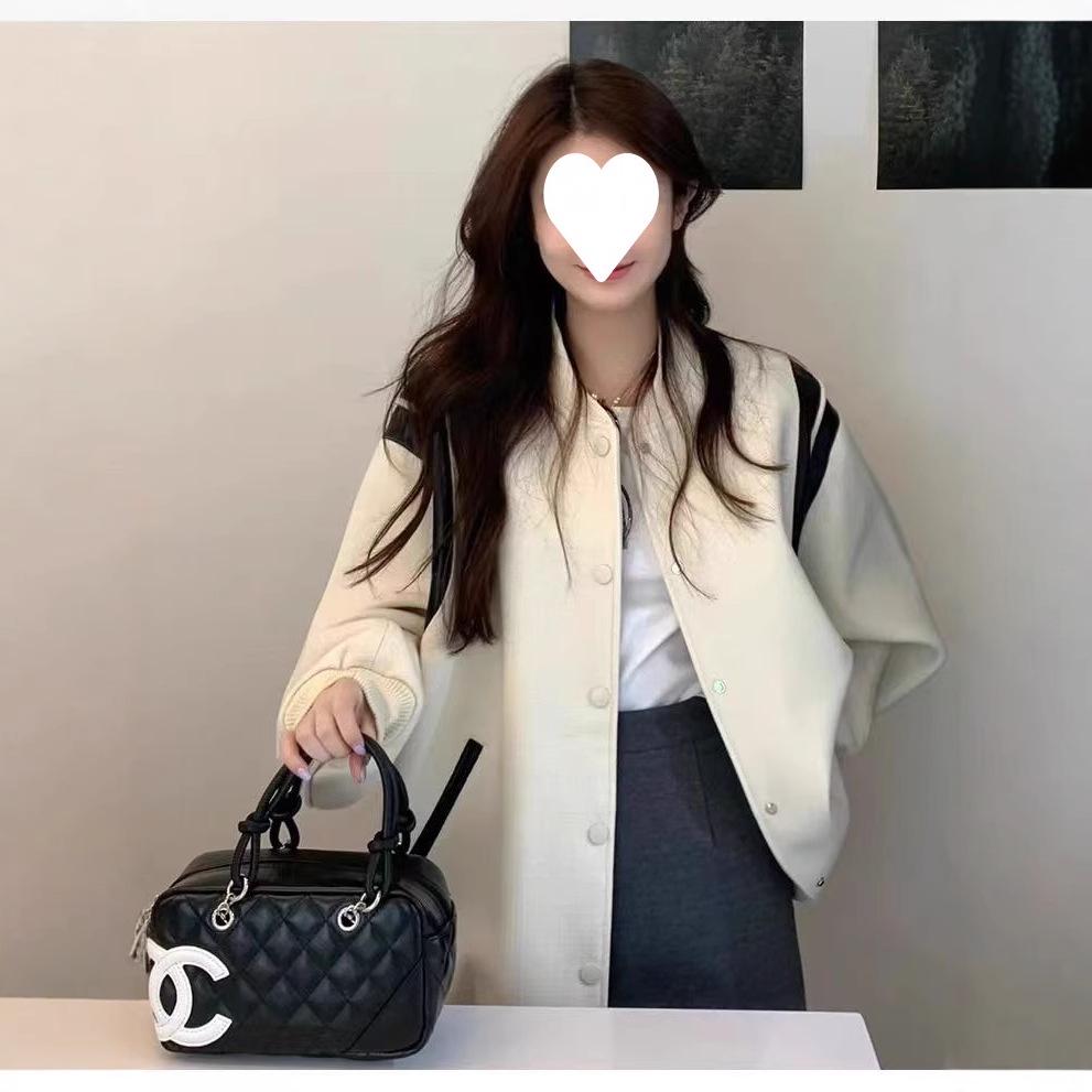 Women's American Apricot Baseball Jacket - Versatile Autumn/Winter Korean Style Top Coat With High-End Feel