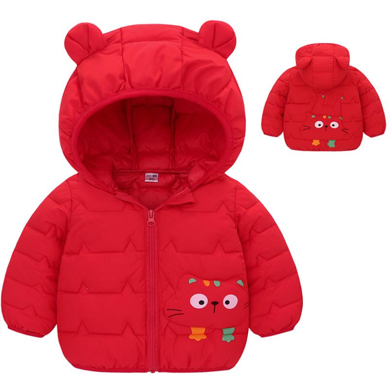 Autumn Winter Baby Down Cotton Jacket Winter Cute Cartoon Coat Boys Girls Hooded Warm for Children's Outerwear