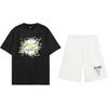 Li Ning Basketball Letter Logo Print Fashion Retro Comfortable Crew Neck Pullover Short Sleeve T-Shirt Casual Sports Set AHSUA05-2+AKST593-7