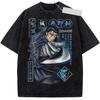 61. Camiseta Rurouni Kenshin Hombre Saitou Hajime Himura Kenshin Lavada Anime Vintage Harajuku Oversize Algodón Estampado Casual Streetwear Camiseta de Verano