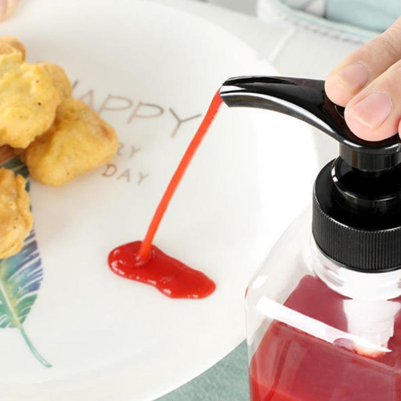 1Pc 1000Ml Hand Pressed Sugar Bottle Liquid Dispenser With Scale Coffee Syrup Bee Drip Bottle With Pump Nozzle Head Jarcontainer