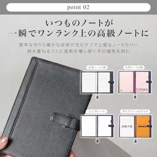 [BLUE SINCERE] A5 Genuine Leather Slim Notebook Cover, Holds 2 Books, Fits College Notebooks, Includes Pen Holder, Bookmark, and Card Slots, Available