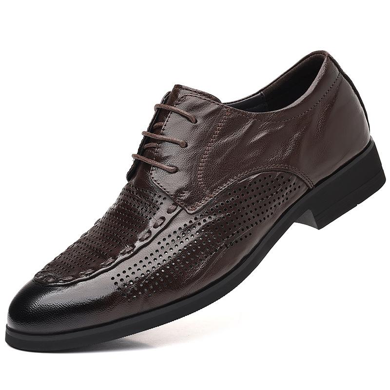 Men's business casual leather shoes leather first layer sheepskin men's shoes soft sole dress pointed shoes men's shoes