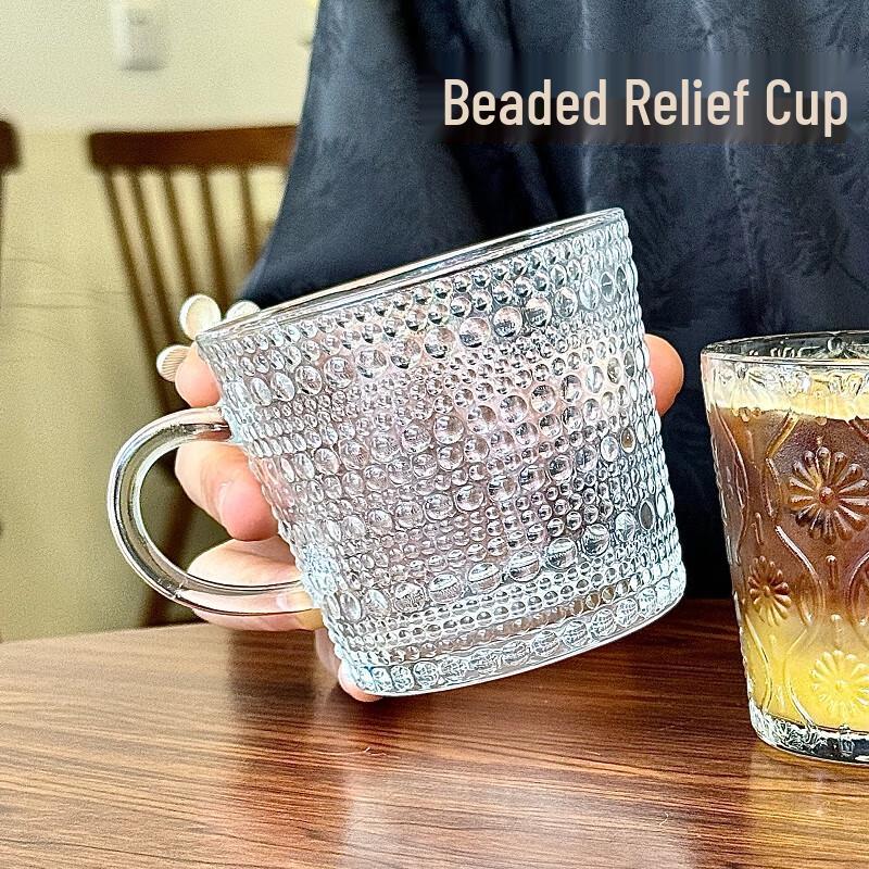 Zhaoran Beaded Glass Mugs with Handles (4-Pack)
